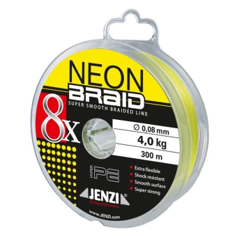 Jenzi Neon Braid 8x Geflochtene Angelschnur Neon Gelb | 300m | 0,18mm 11,9kg
