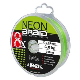 Jenzi Neon Braid 8x Geflochtene Angelschnur Neon Grün | 300m | 0,08mm 4,0kg