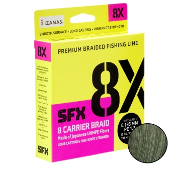 Sufix SFX 8X Carrier Geflochtene Angelschnur 135m Lo-Vis Grün | 7,7kg 0,148mm